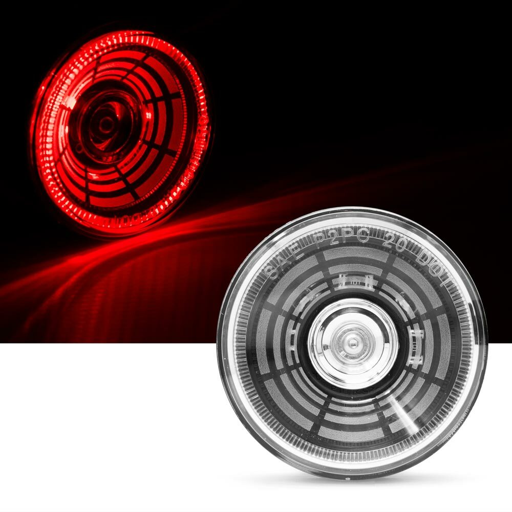 10 Pack Of 2″ Round Tunnel Vision Marker Lights, Clear Lens, Red LEDs, 36577