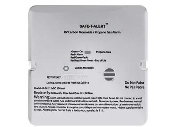MTI 45-742-WT Safe-T-Alert 45 Series RV Dual CO/LP Alarm – White, Flush Mount