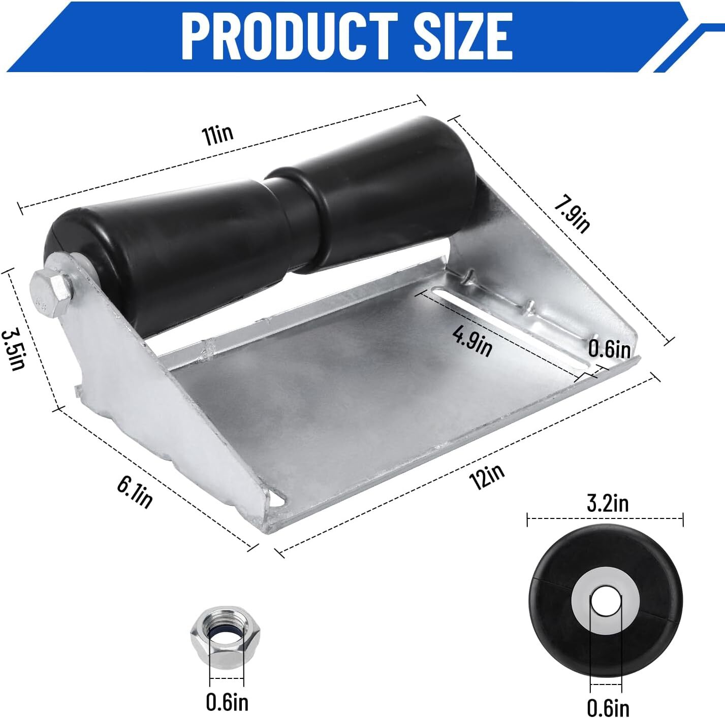 NEW For Boat Trailer Rollers with Brackets 12″ Keel Roller Assembly Kit Durable