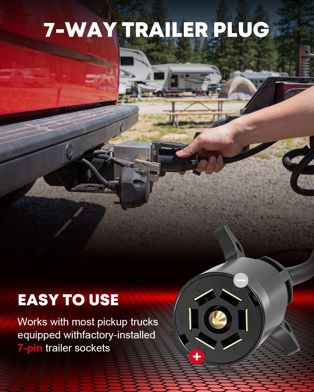 Kohree 7500 lbs Electric Trailer Jack with 7 7500lbs 7 Way Plug, Black