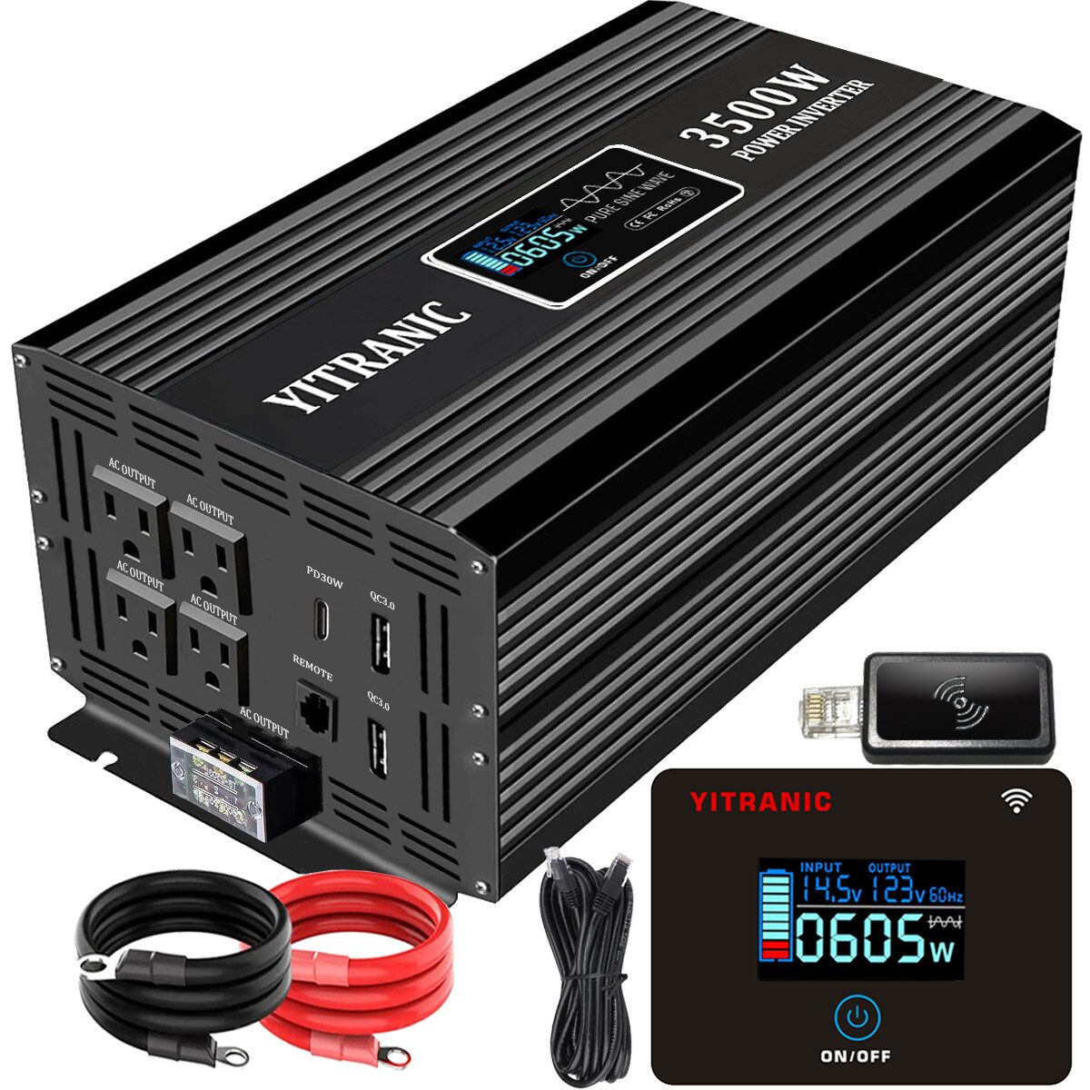 3500 7000 Watt Pure Sine Wave Power Inverter DC 12V to AC 110V Wireless Remote