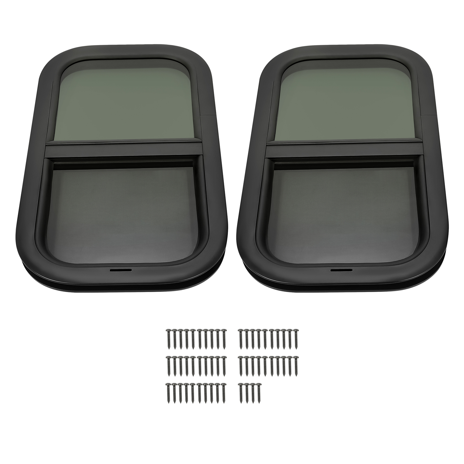 2 Pack 12 x 22 Wall Vertical RV Window Cargo Trailer W/ Screen & Trim Ring