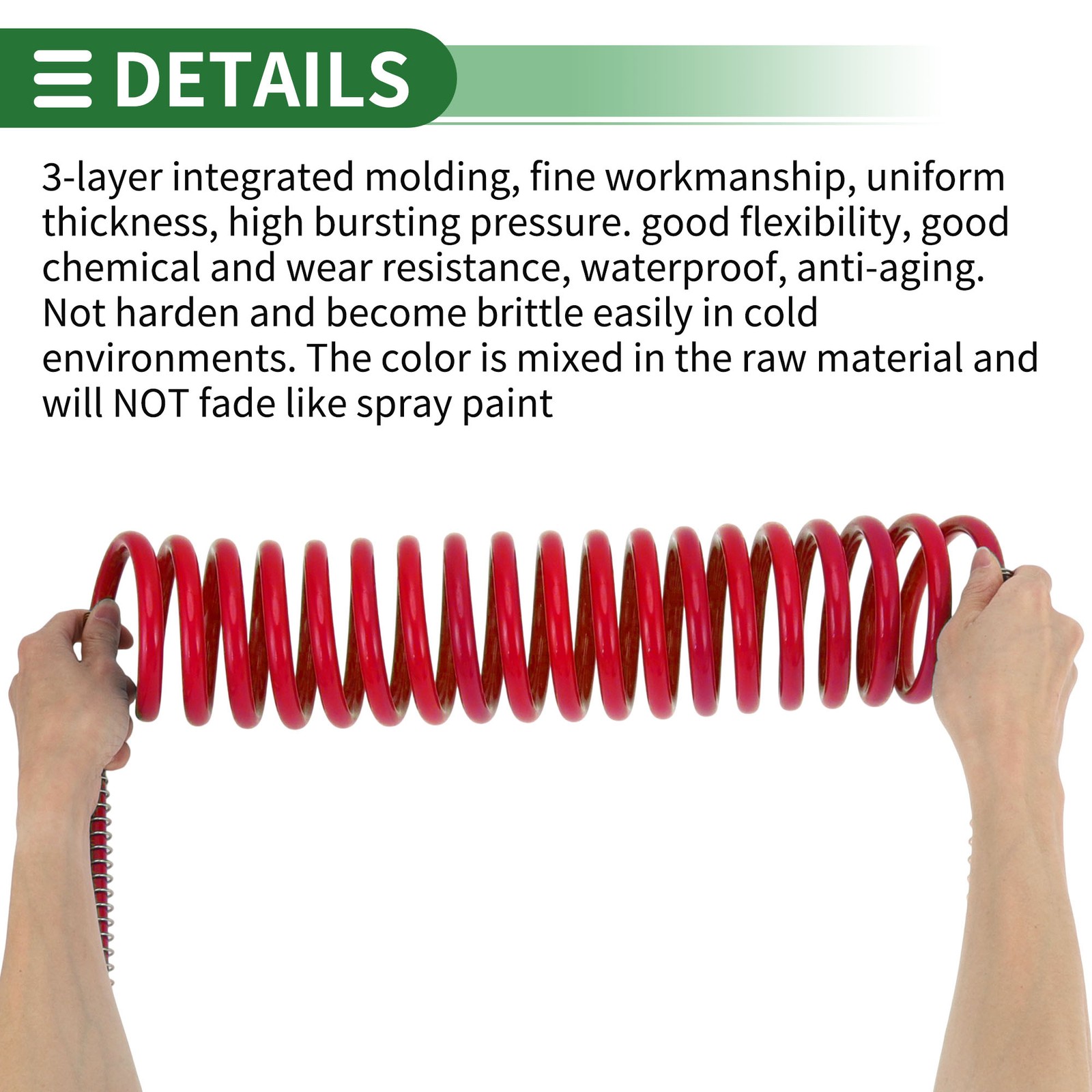 15 Feet Air Brake Hose Oil Cooler Coiled Long Tail Line 18 Circle Red