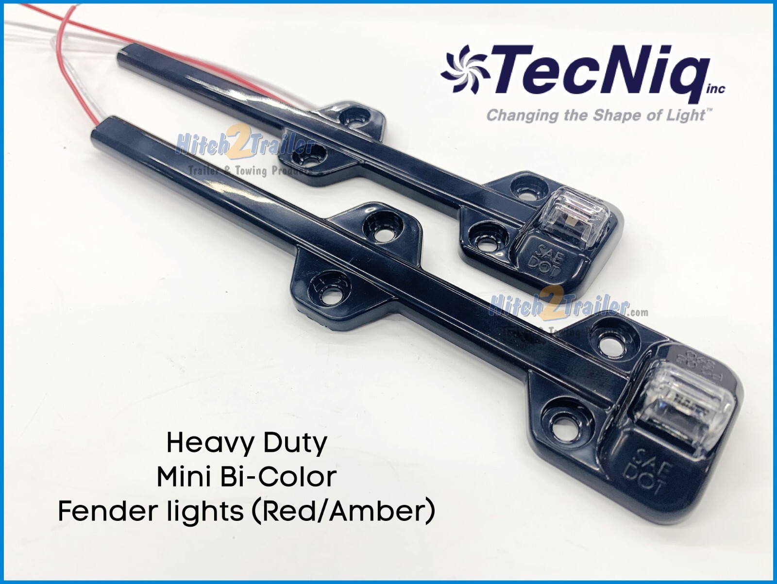 2 pk Tecniq LED Heavy Duty Red/Amber Trailer Fender marker lights Clearance USA
