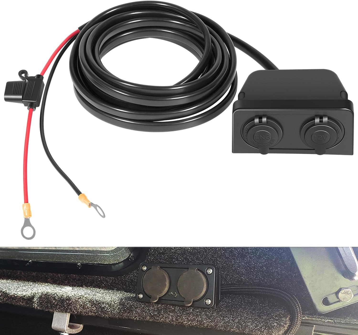 For Dometic HWK-DC Hardwiring Kit – Direct Battery Power with Dual Sockets 20ft