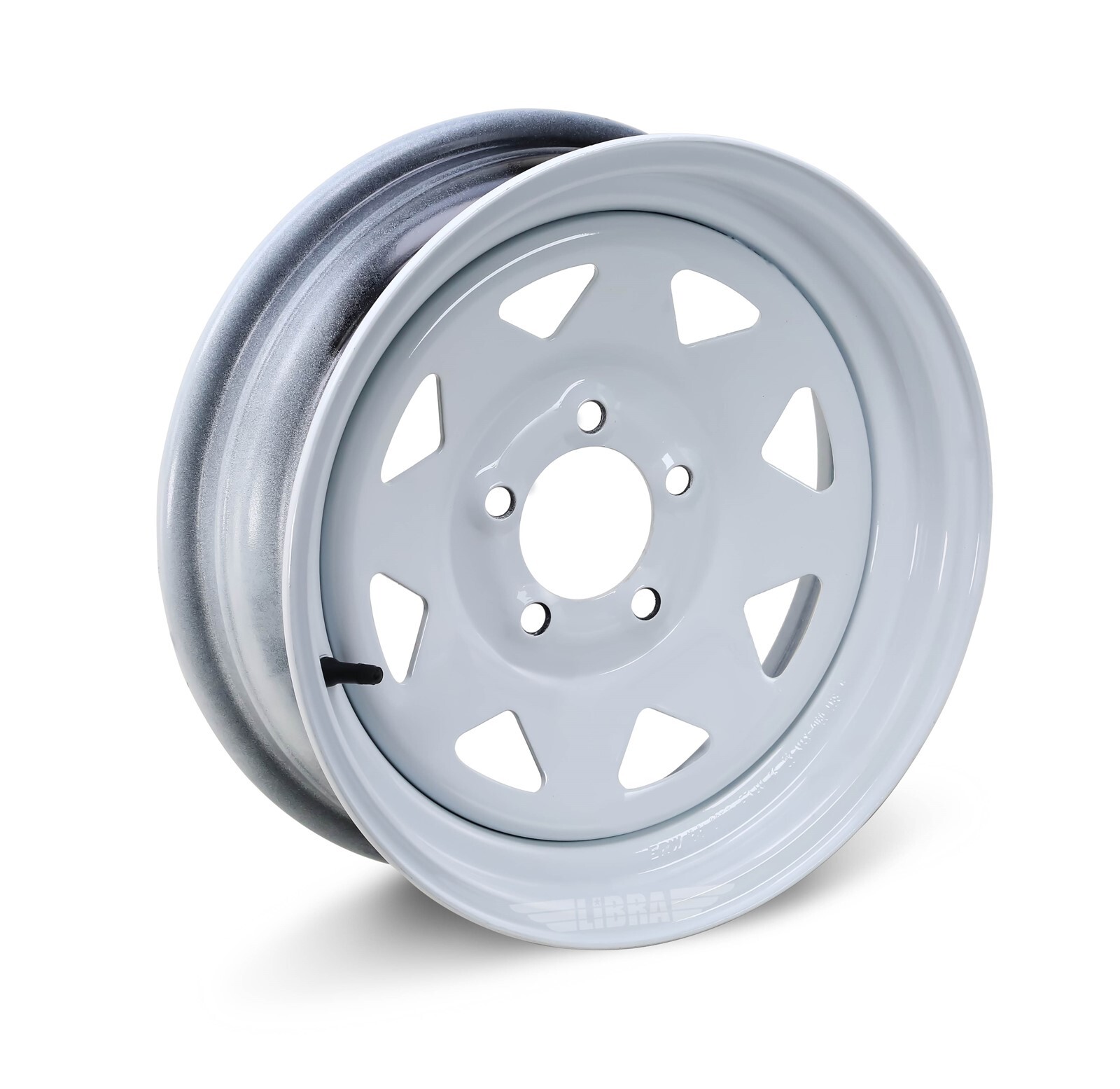 LIBRA 15 x 5 Trailer Wheel 5 Lug on 4.5″ Bolt Pattern White Spoke -17009