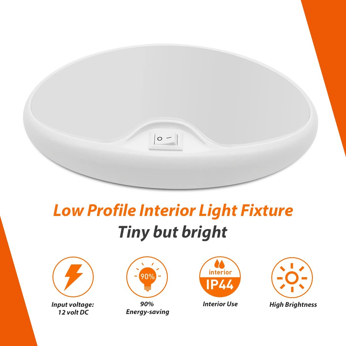 Dream Lighting 12v LED Utility Porch Ceiling Dome Light with Switch – Warm