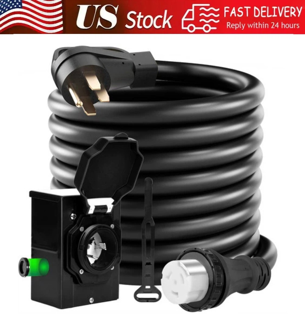 NEMA 15-25FT RV Power Generator Inlet Box L14-50P 125/250V 50Amp Stormproof USA