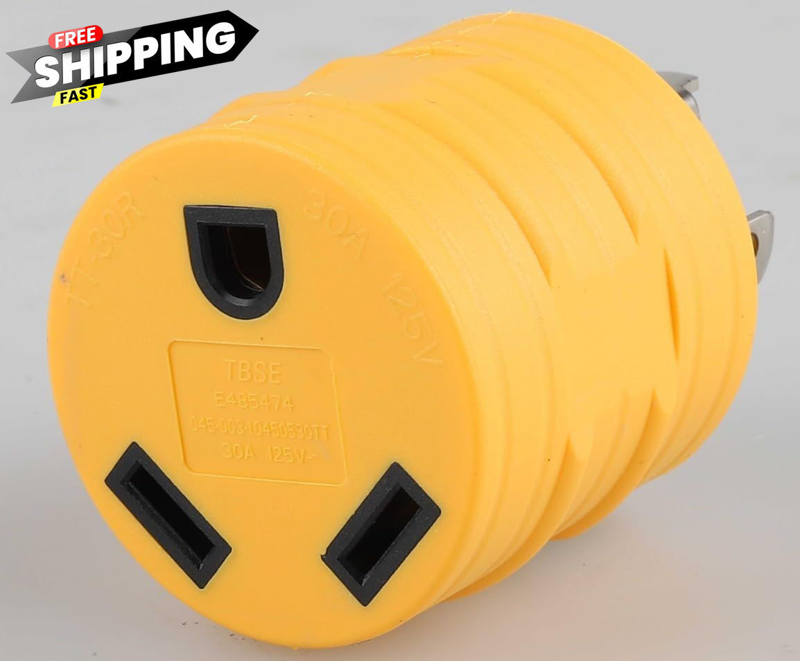 MECMO NEMA L5-30P to TT-30R 30 Amp RV Adapter UL Listed, Portable Yellow