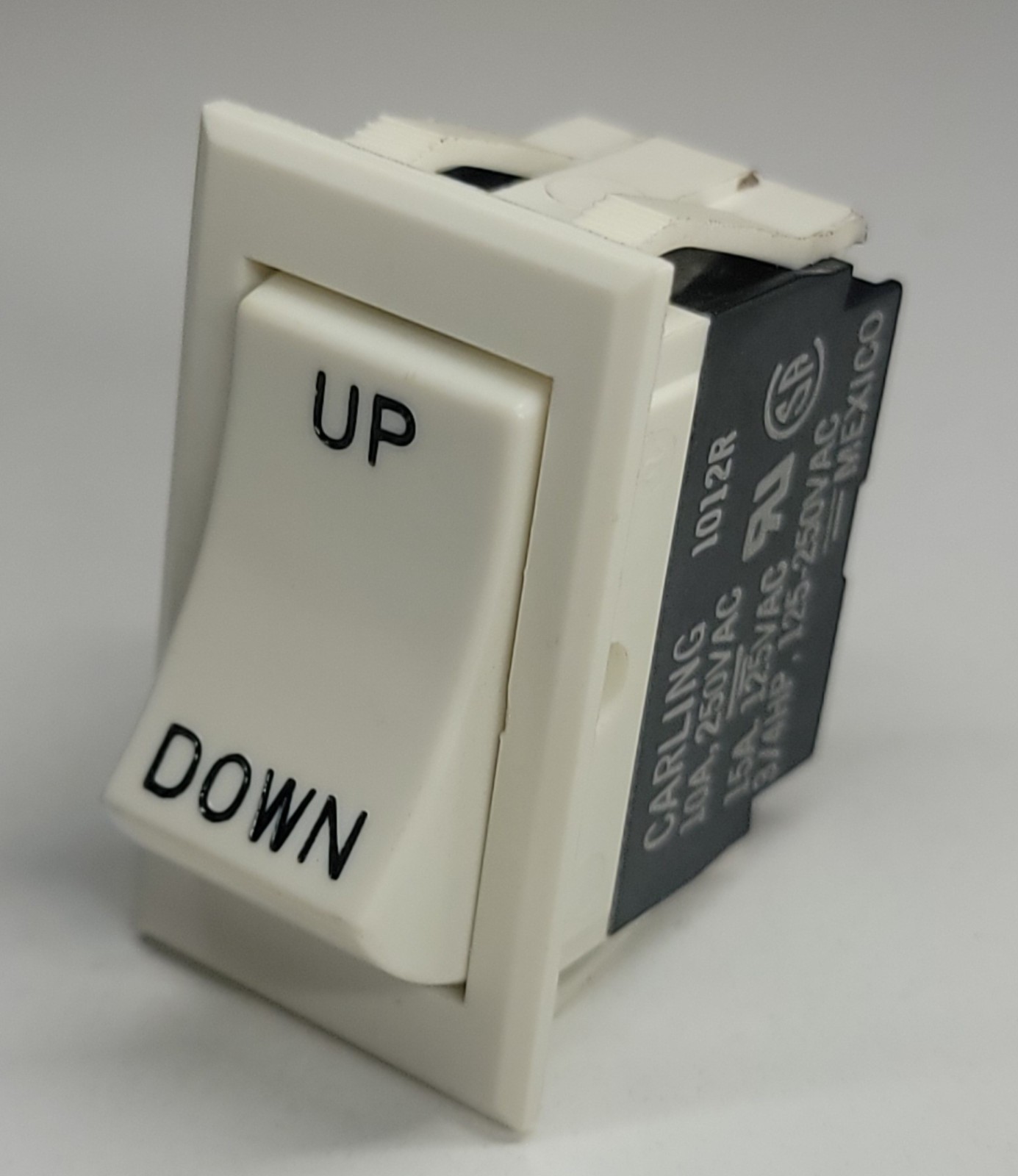 Carling SPST Up / Down Rocker Switch White 10A 250V On/Off Sustained RV Auto NOS