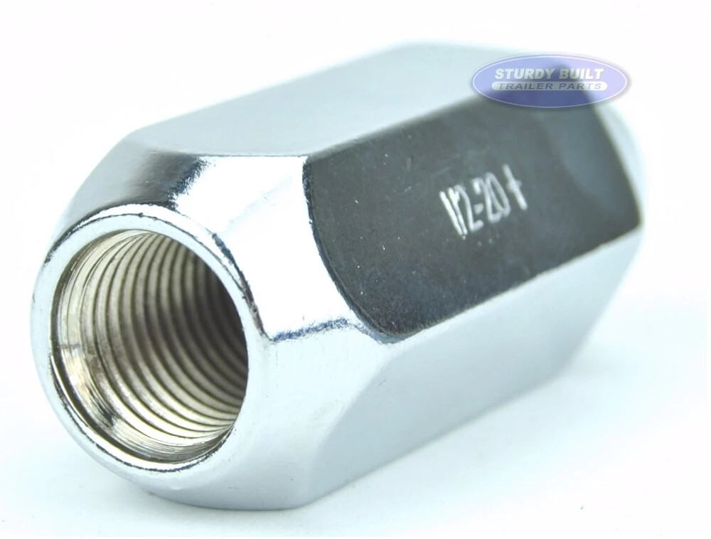 (20)- Boat Trailer or Utility Trailer Long Chrome Acorn Lug Nuts 1/2-20 Threads