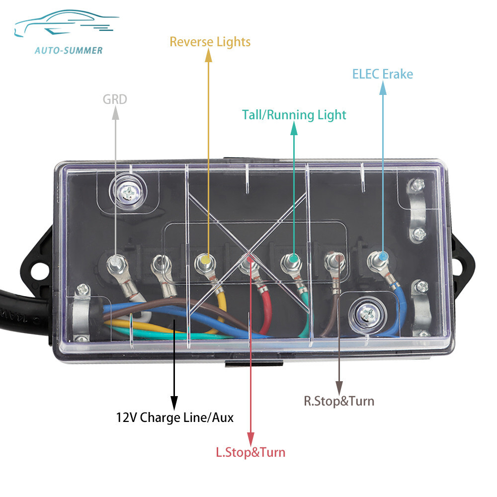 7 Way 7 Pin Plug Inline Trailer Cord Wiring Harness 6/8FT RV Cable Junction Box