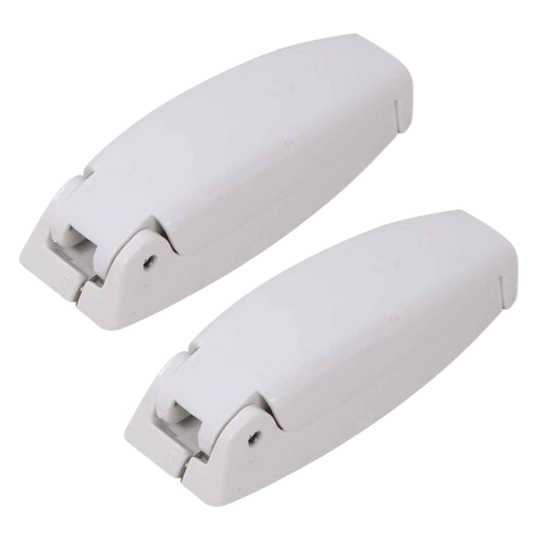 White RV Rounded Baggage Door Catch Compartment Hardware Clips 2 Pk