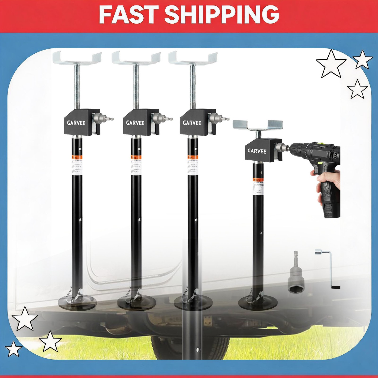 4 Pack RV Slide Out Stabilizer Jacks 5000lbs Adjustable Camper Support 21″ – 34″