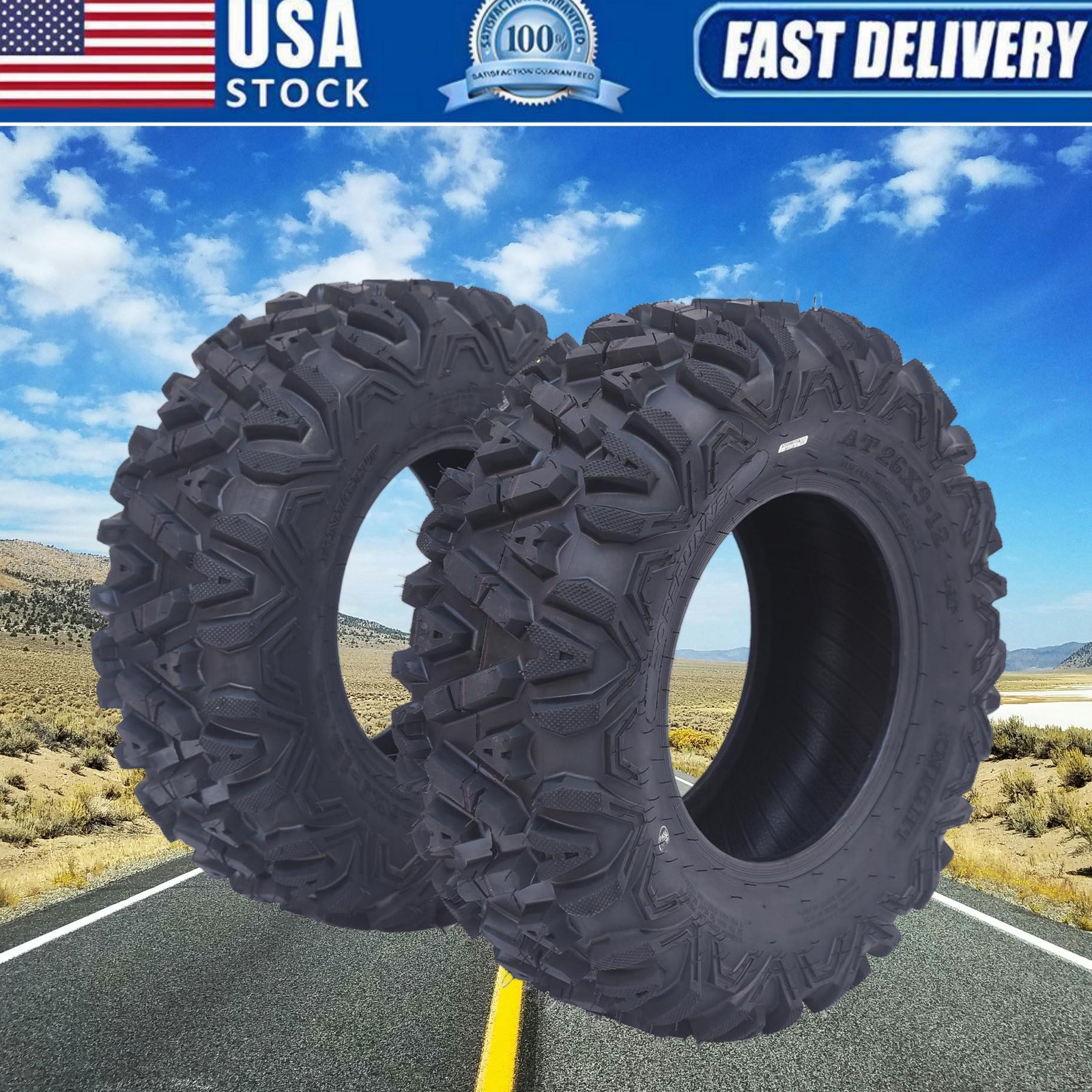 2 Pack 25x8x12 Atv Tires 25 8 12 ATV/UTV All-Terrain Tires 25×8-12 6PR Tubeless