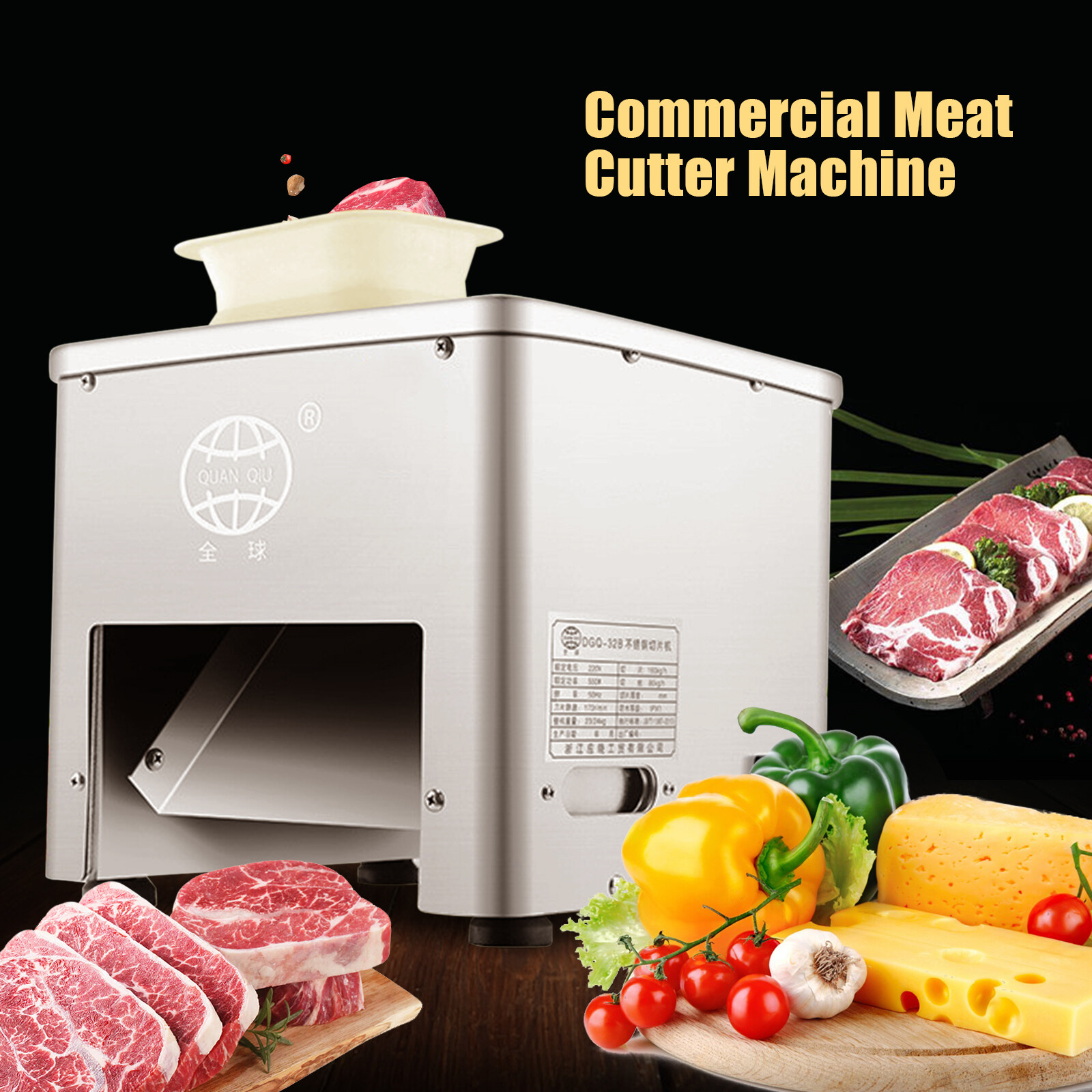 160KG Electric Meat Cutting Cutter Machine Slicer Dicer+3.5mm Blade Commercial