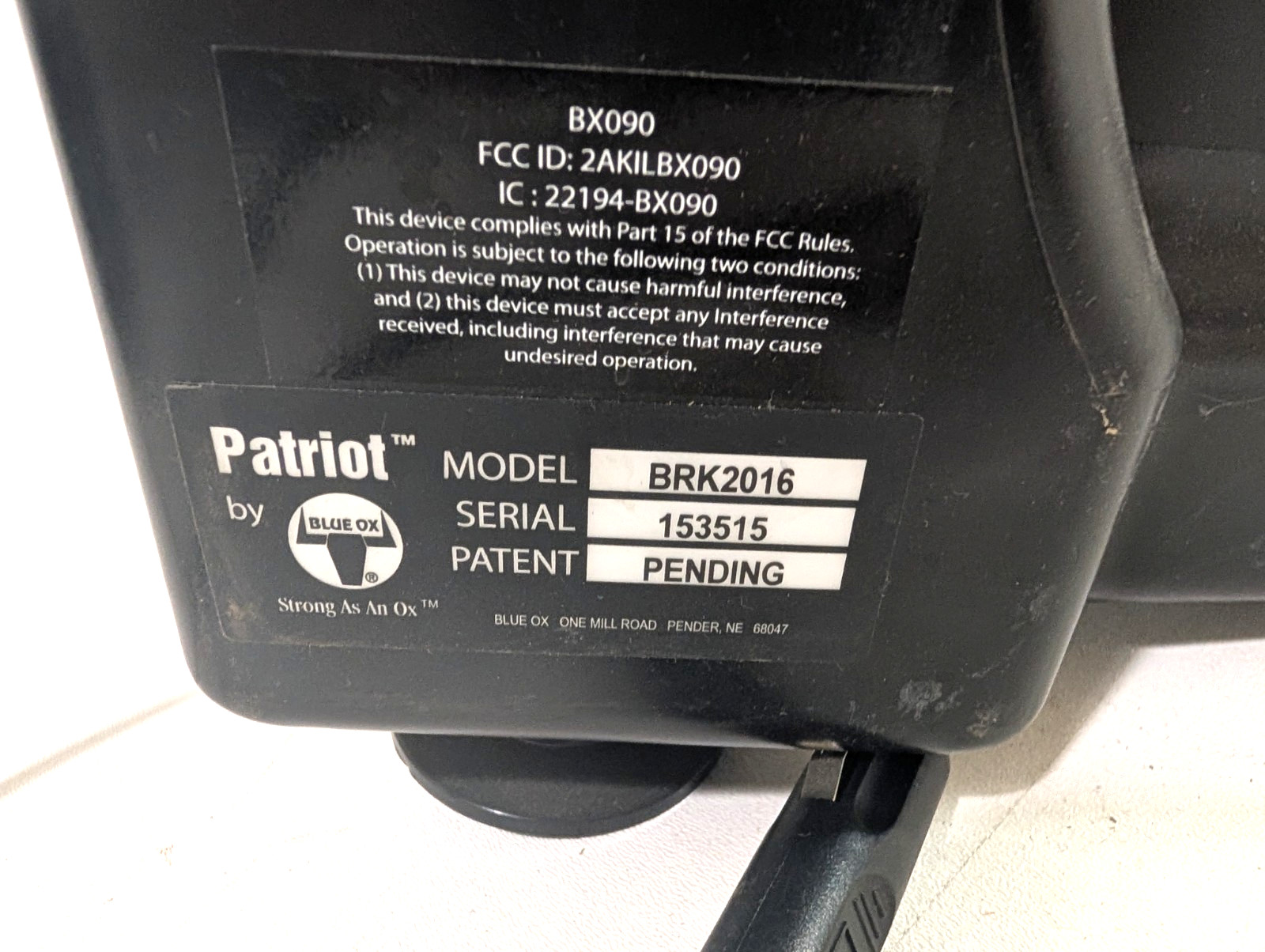 Blue Ox BRK2016 Patriot II Auxiliary Car RV Braking System UNTESTED NO REMOTE