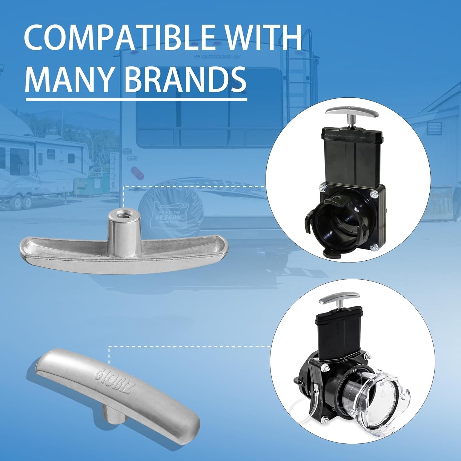 Universal Metal Replacement Handles for RV Waste Valves – Polished Silver Finish