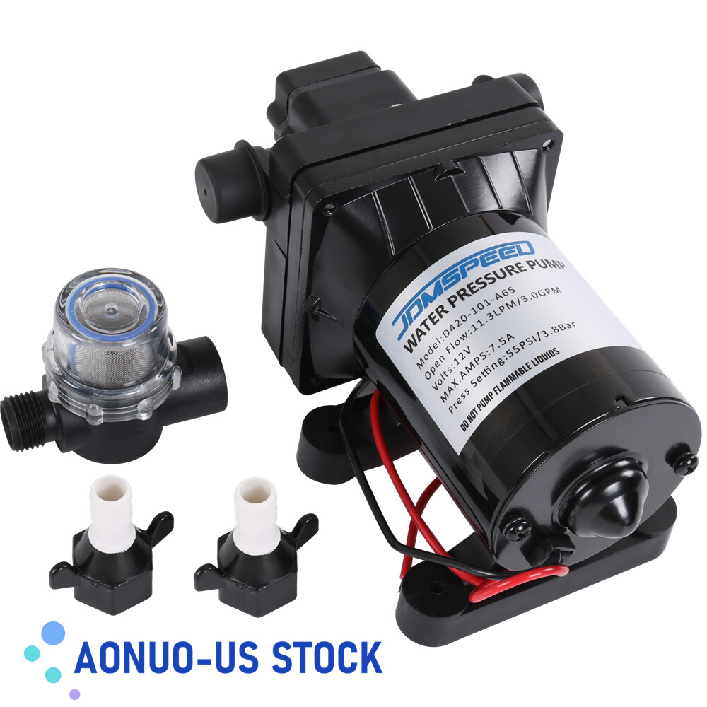 4008-101-A65 12V 3.0 Gpm RV Water Pump with Strainer Replaces For Camper