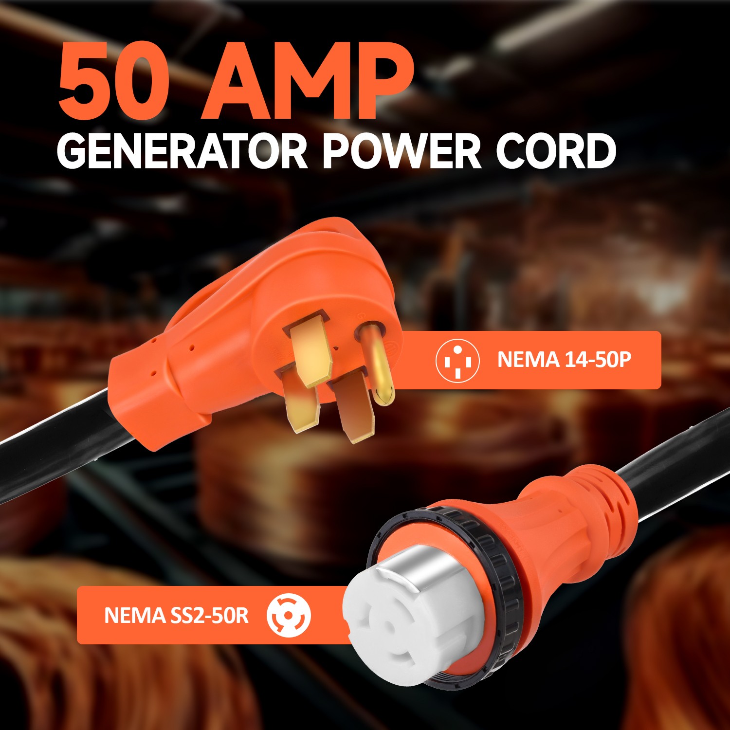 20FT 50Amp RV Power Generator Inlet Box NEMA L14-50P 125/250V Weatherproof