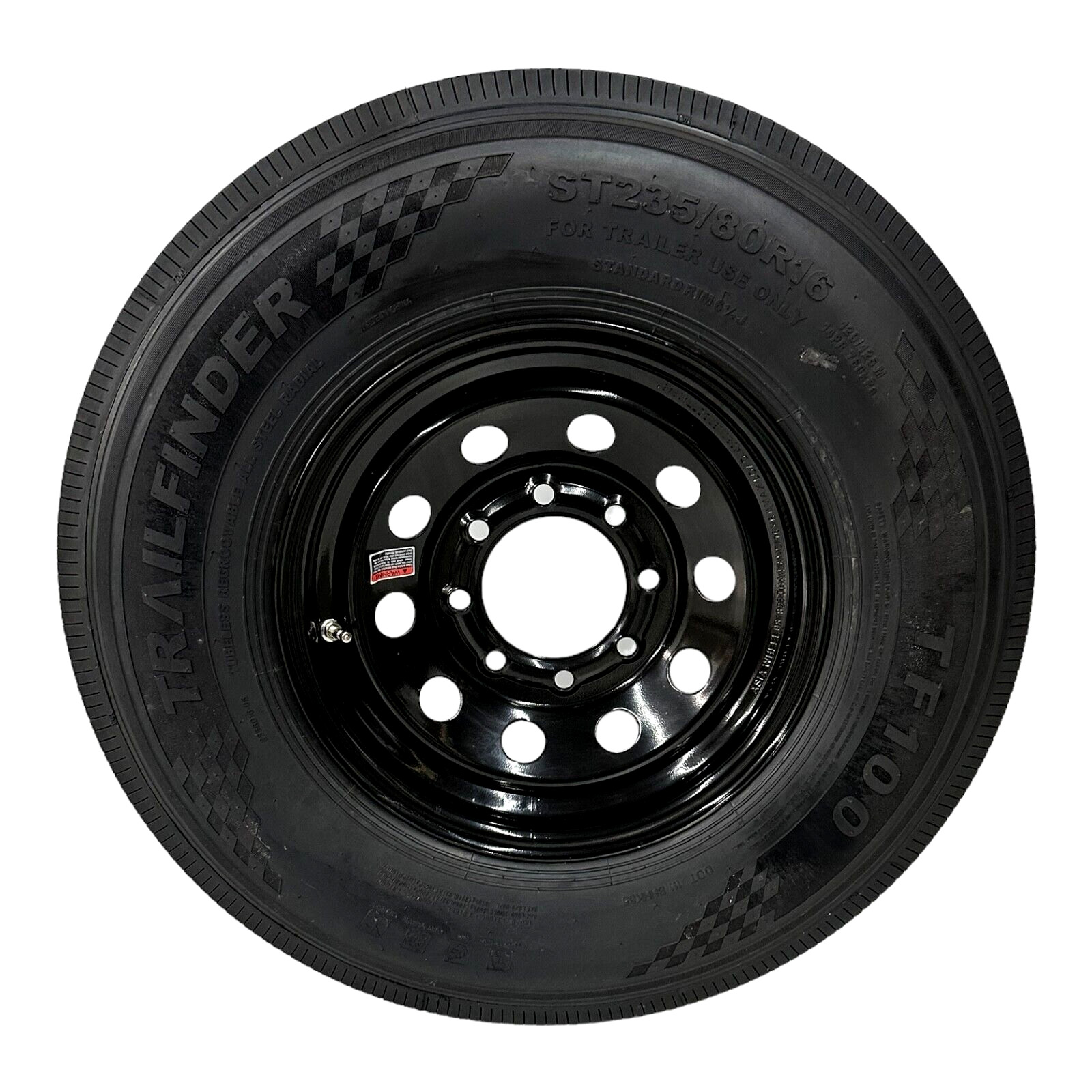 Trailer Tire On Rim ST235/80R16 Radial LRG 8 Lug 8×6.5″ Modular Black Wheel