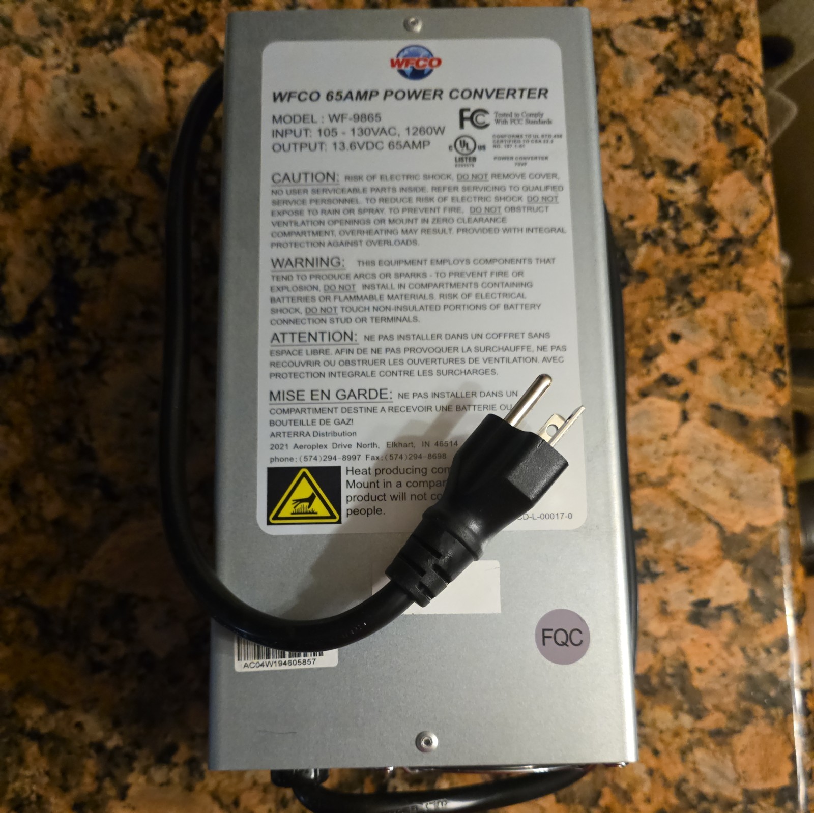 WF-9865 65 Amp RV Power Converter Deck Mount Charger Replace for 9800 Series