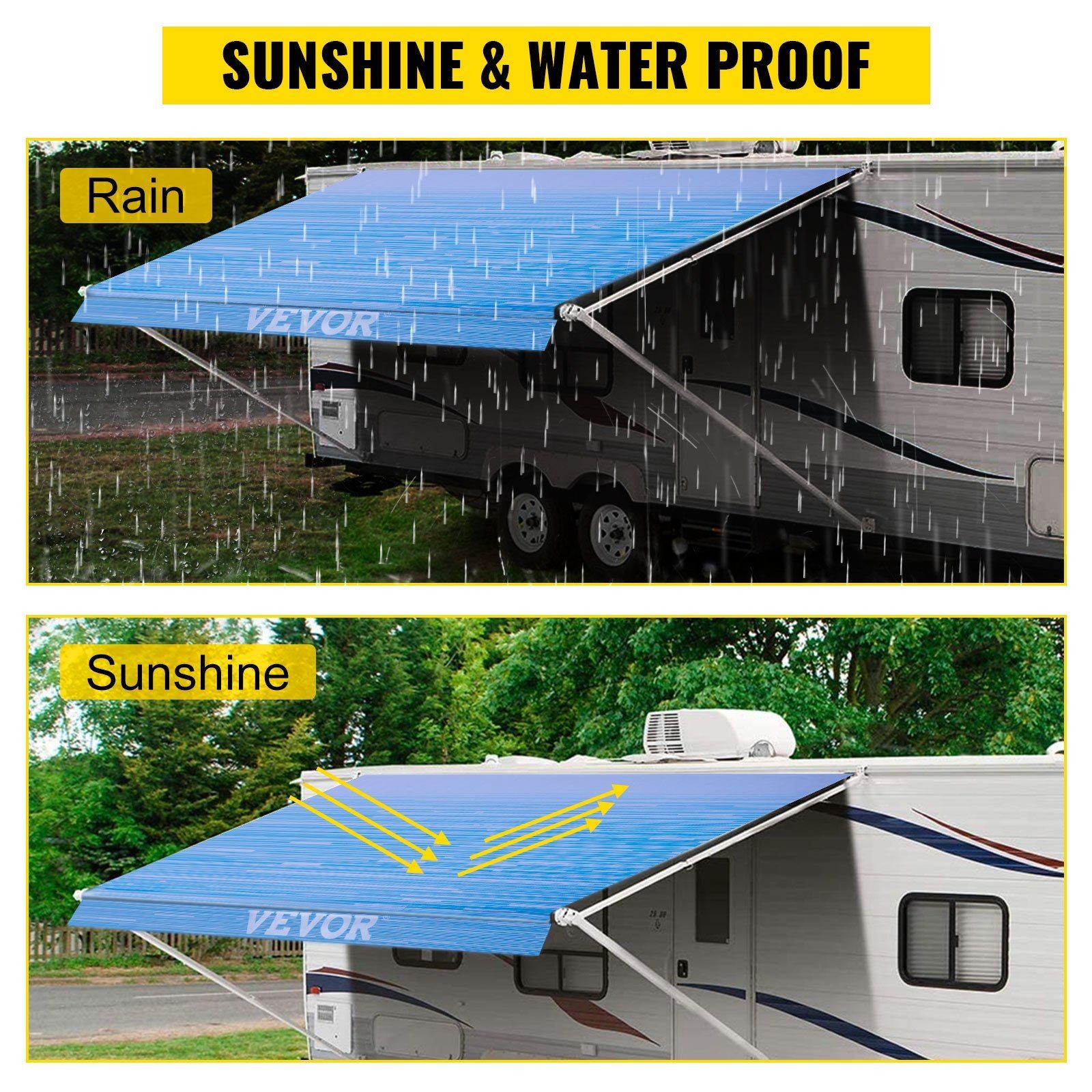 17ft RV Awning Fabric 15oz Vinyl Blue Fade with Strap
