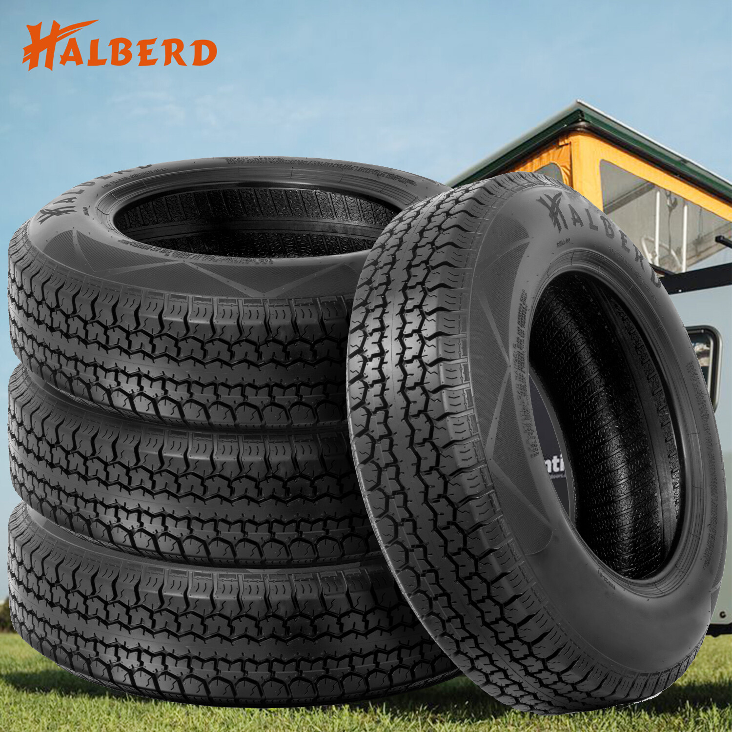 Set Of 4 6PR ST205/75D15 Trailer Tires 205 75 15 Replacement Tubeless Heavy Duty