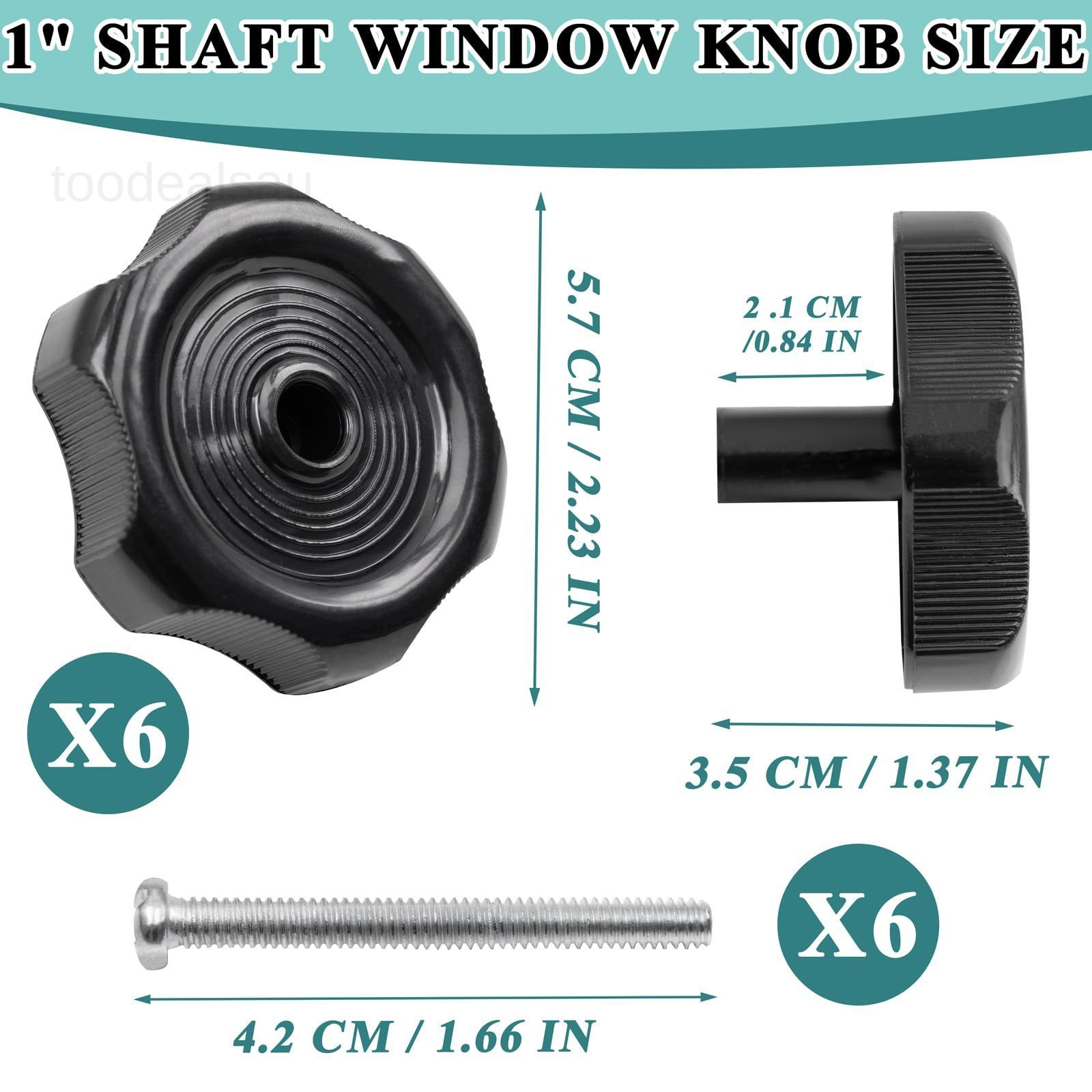 6 Packs 20345 RV Window Crank Handle Knobs Vent Knob Black