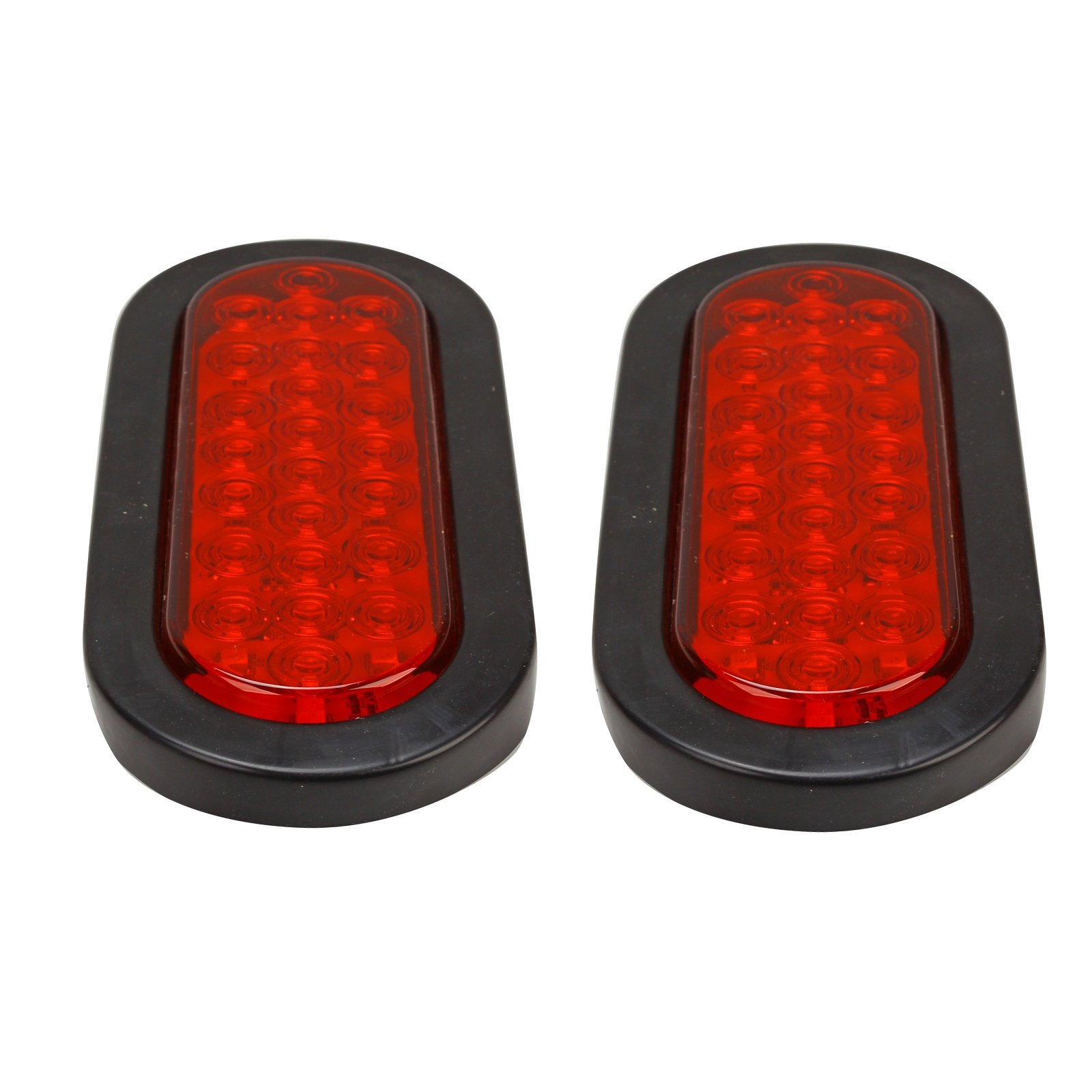 (6) 6Inch Oval Trailer Tail Light 2PCS Red 24LED Back Up Reverse Light