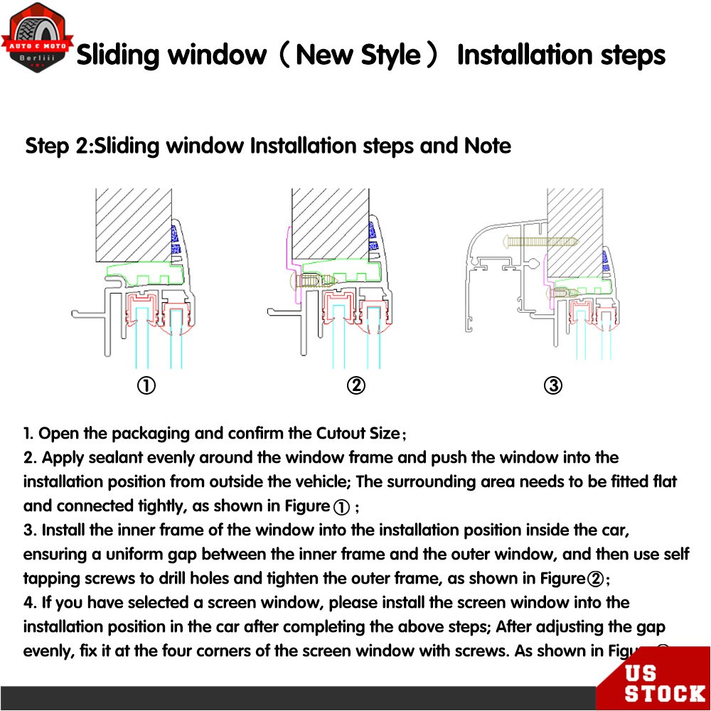 12-14-15-18″ W×22-24-16-30″ H Vertical Slider RV Window Cargo Trailer W/ Screen