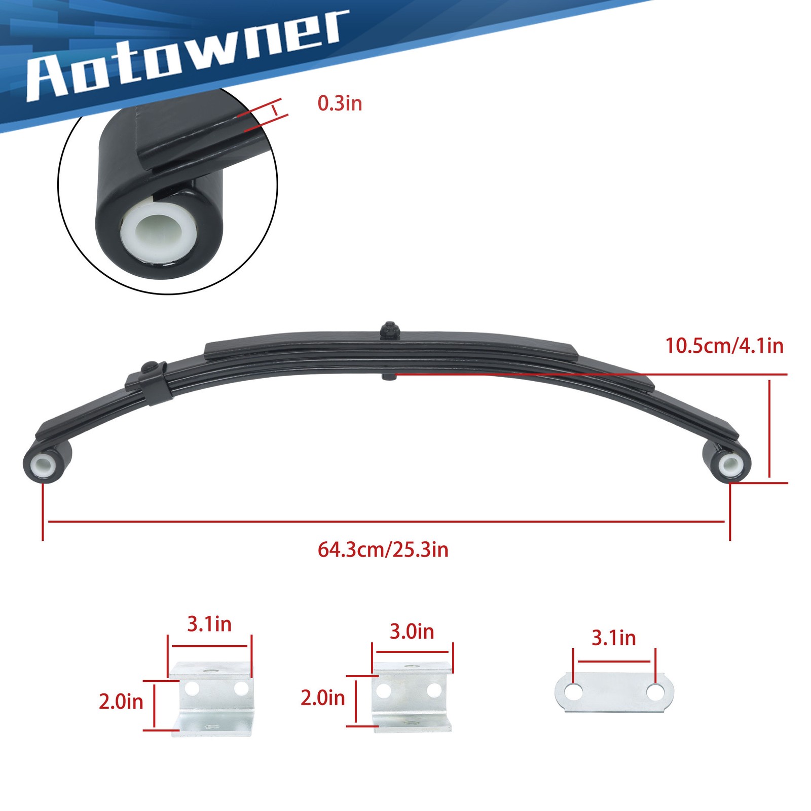 5000lbs Trailer Axle Suspension 2500lbs 4 Leaf Double Eye Spring with Hanger Kit