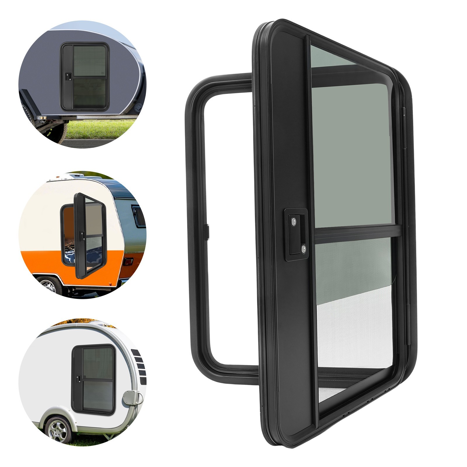 RV Camper Teardrop Trailer Door, Right Passenger Side RV Camper Entry Door Black