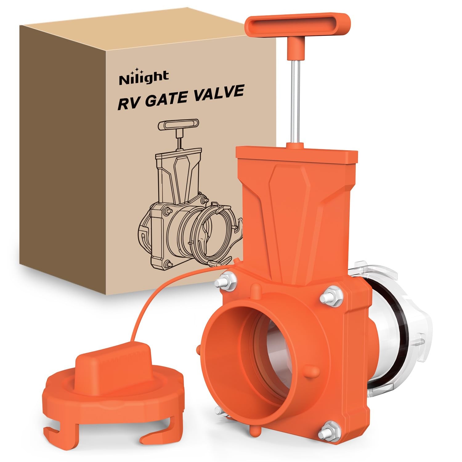 Valve Sewer Waste Gate 4 Bayonet Orange Odor Tight Nilight 50576RV RV Camper