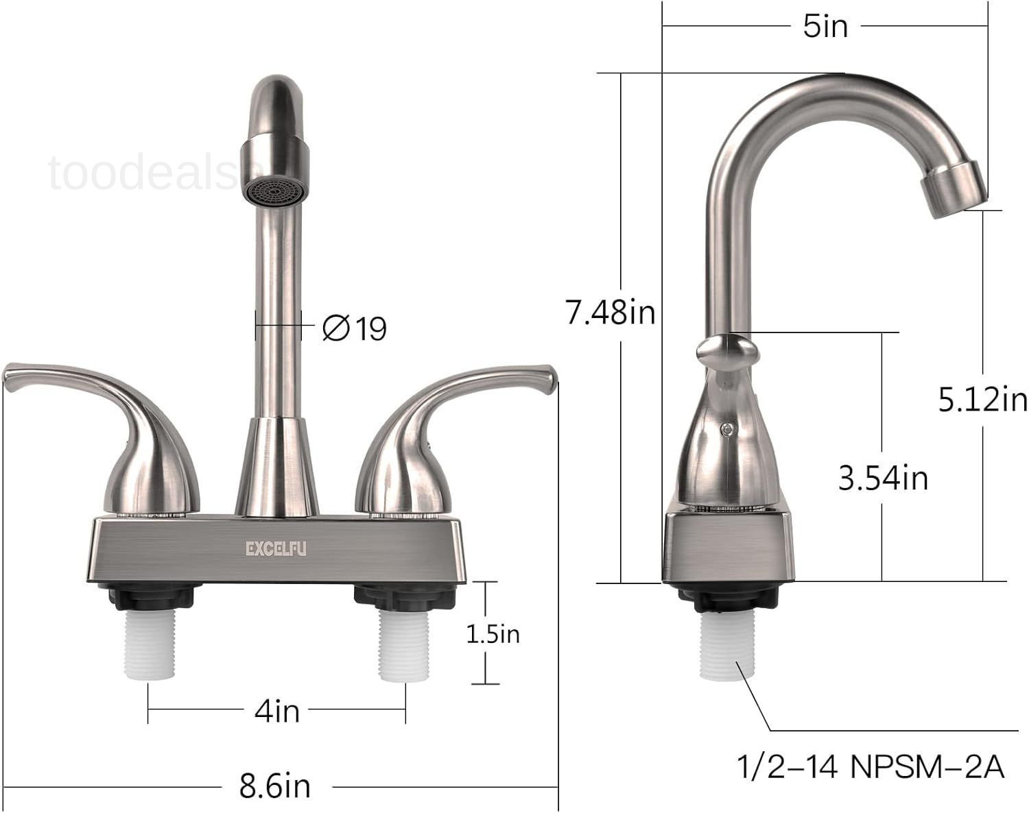 RV Bathroom Faucet, 4 inch Sink Faucet Brushed Satin Nickel