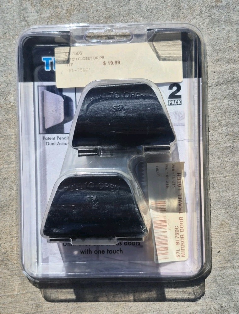 RV Mirrored Door Latch for RV Sliding Wardrobe Doors 2x pack Hard Plastic NOS