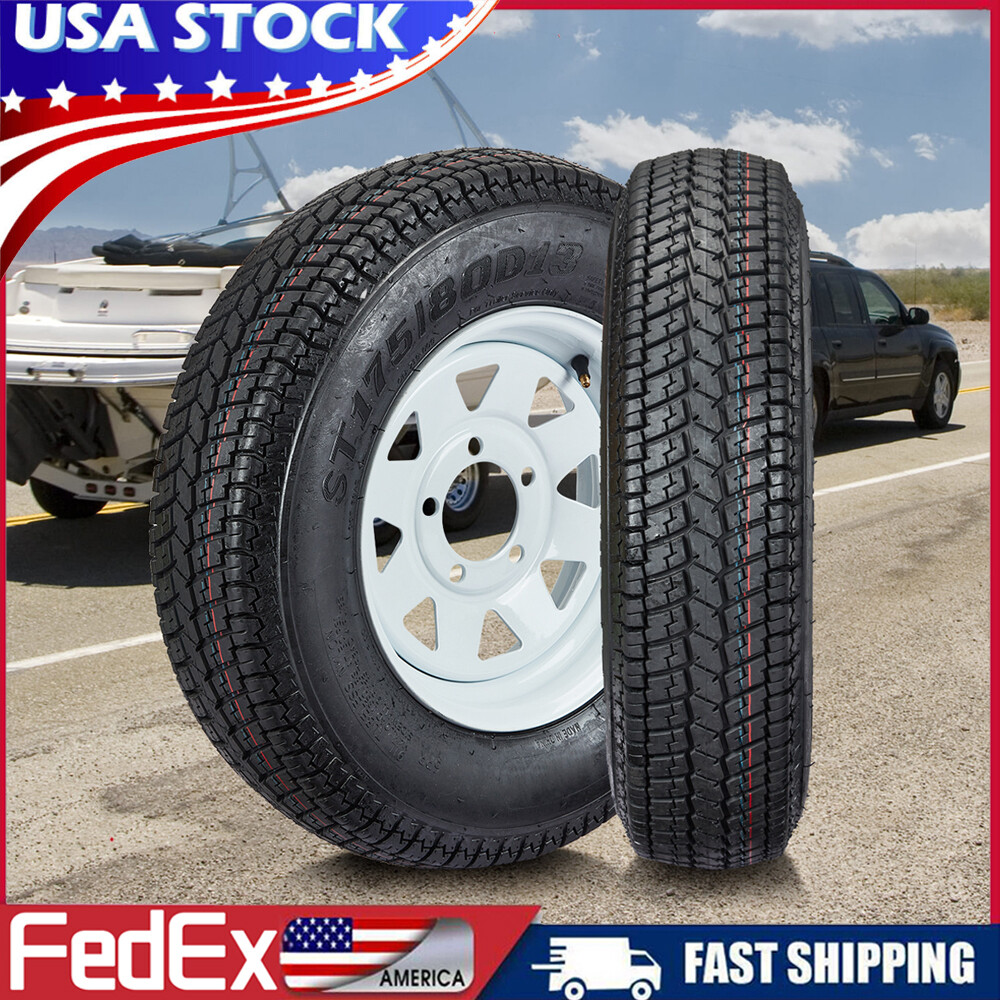 2 Pack ST175/80D13 Trailer Tires with Rims 175/80 D 13 LRC 5 Lug on 4.5″, 6PR