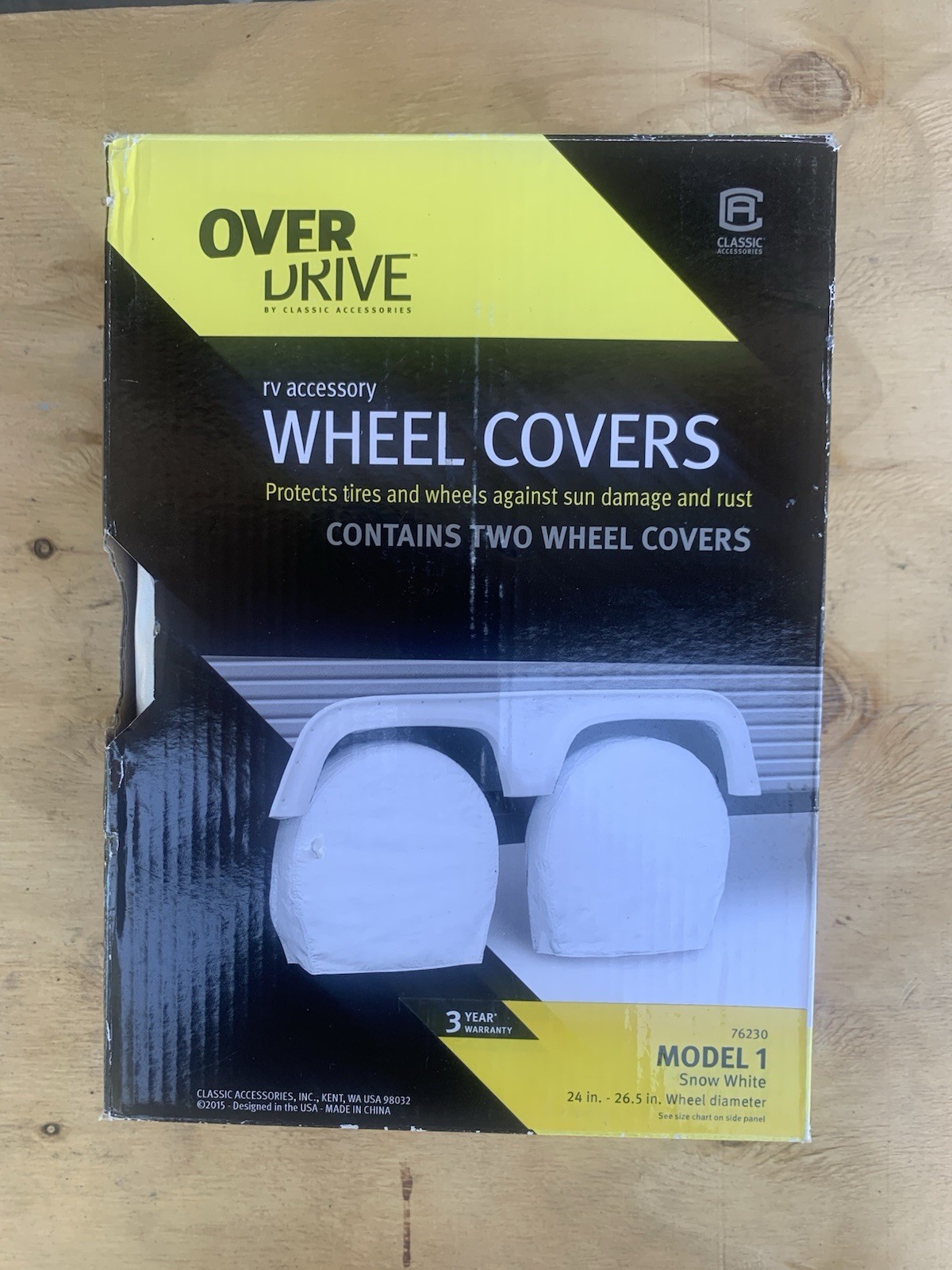Set of 2- OverDrive Model 1 Wheel Covers Wheel Diameter 24”-26.5 Snow White New