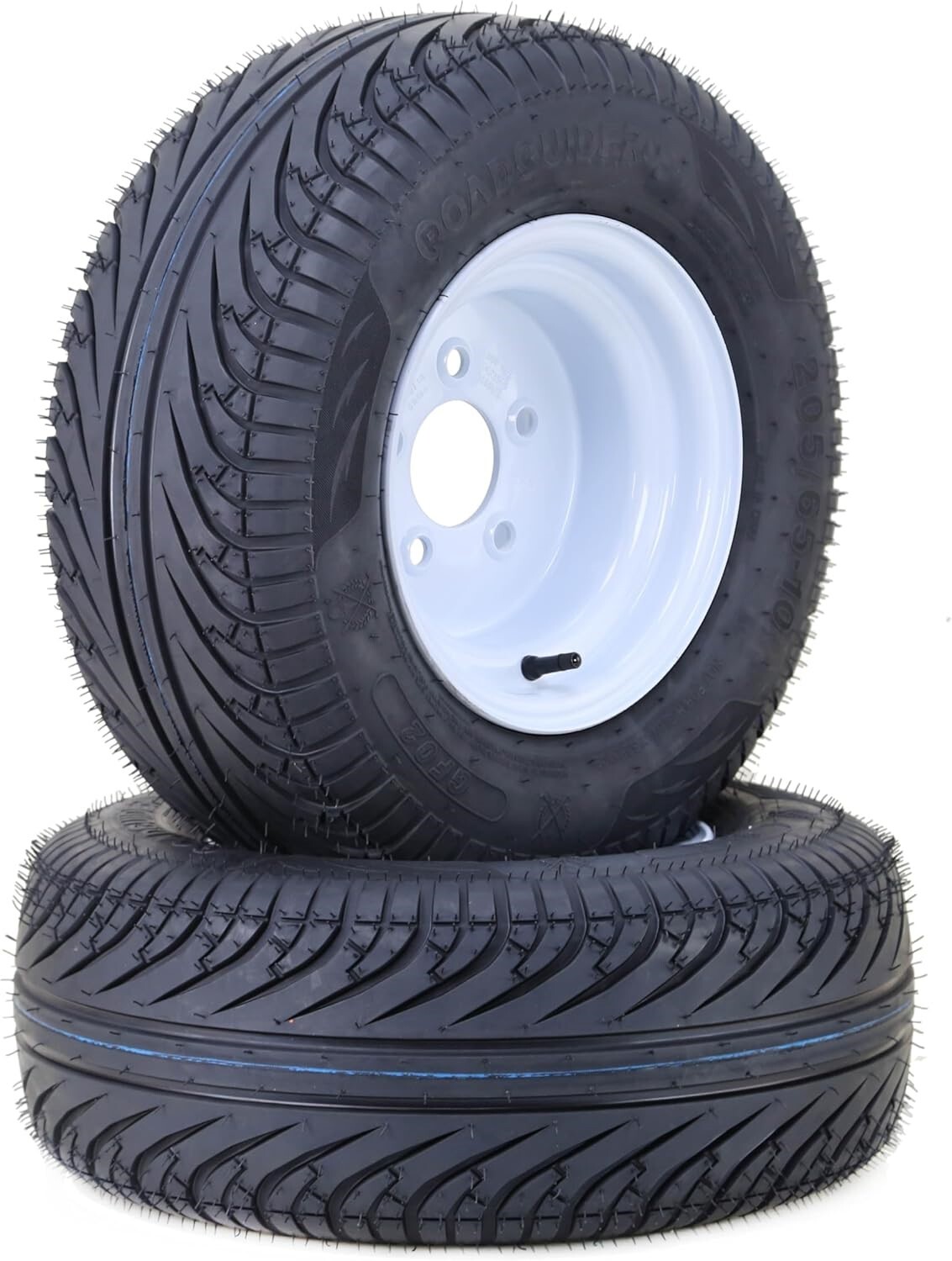 LIBRA 205/65-10 Golf Cart Tire Rim w/ 5 Lugs on 4.5″ PCD White , Set 2 -14040