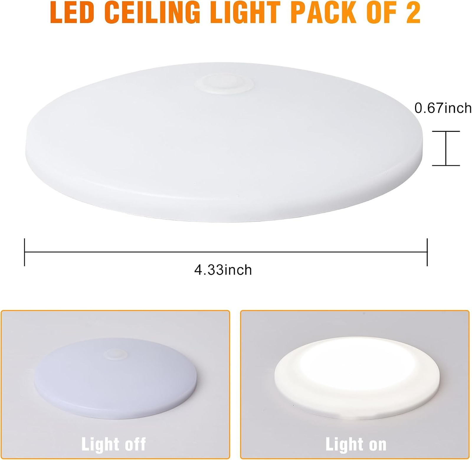4.5 Inch LED RV Puck Light Surface Mount 2 Pack SY-SM45 12V Daylight White 370LM