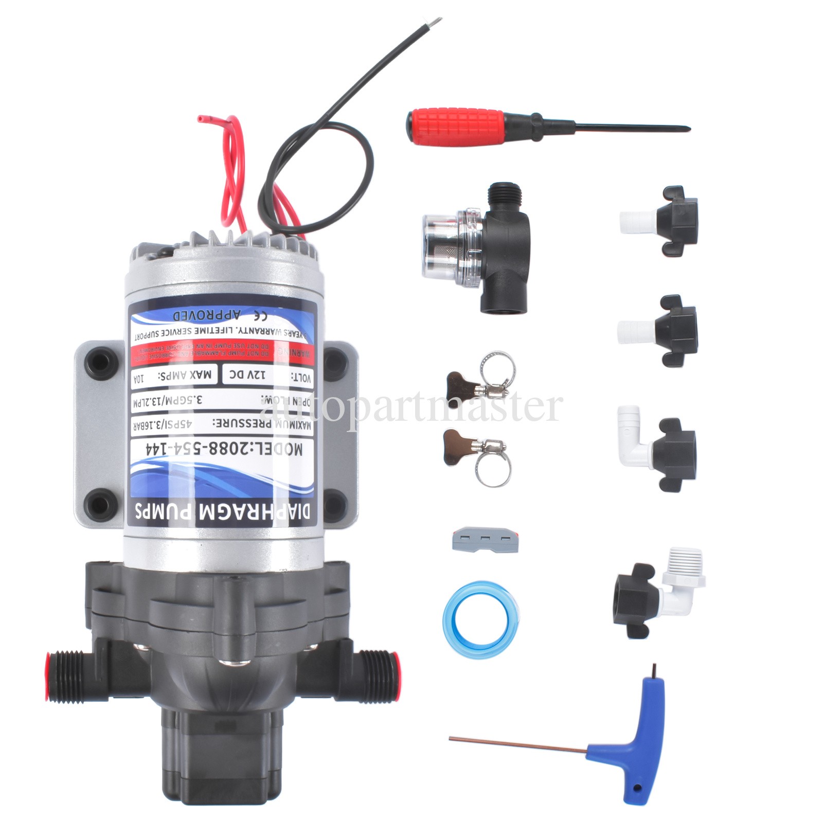 2088-403-144 / 2088-554-144 Diaphragm Pump,12 V 3.5 GPM 45 PSI RV Water Pump