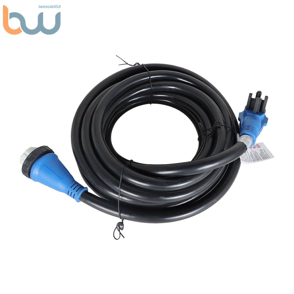RV Extension Black Cord Blue Plug And 50A 30FT Power Input Box with Lock