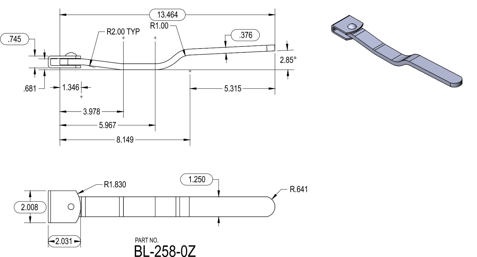 Trailer Door Handle Zinc Plated CamBar Latch 3/8″ x 1.25″ W x 13.64 L”