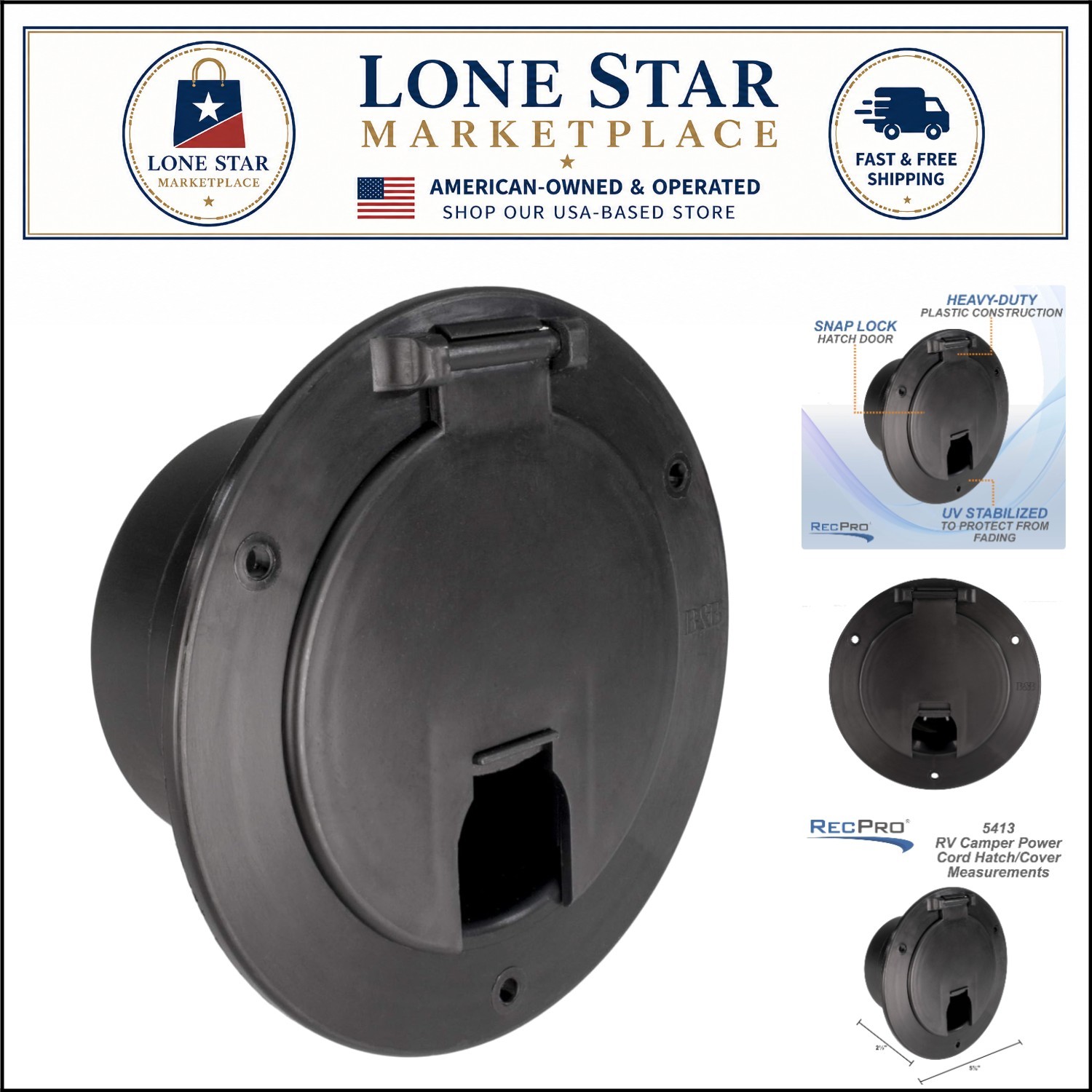 Made in USA: RV Power Cord Hatch Cover – Corrosion-Resistant, Easy Installation