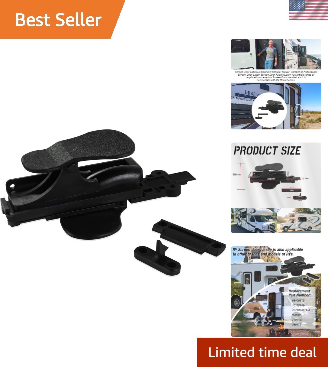 Screen Door Latch Compatible with RV, Trailer, Camper or Motorhome Screen Doo…