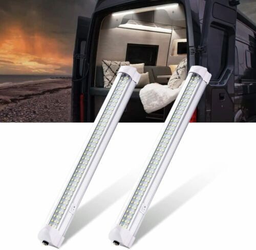 2Pcs 12V Interior Light Bar 6000K White 108 LEDs Universal Light Strip RV Camper