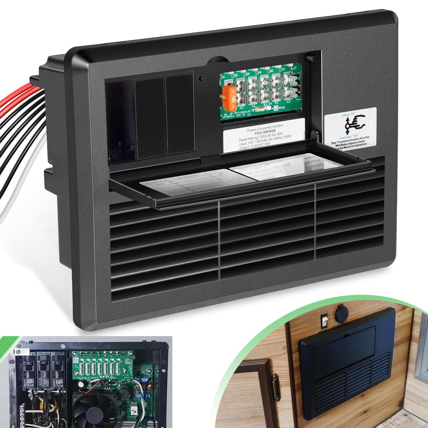 for WFCO 8735 Power Converter/Charger with Distribution Center 35 Amp WF-8735-AD