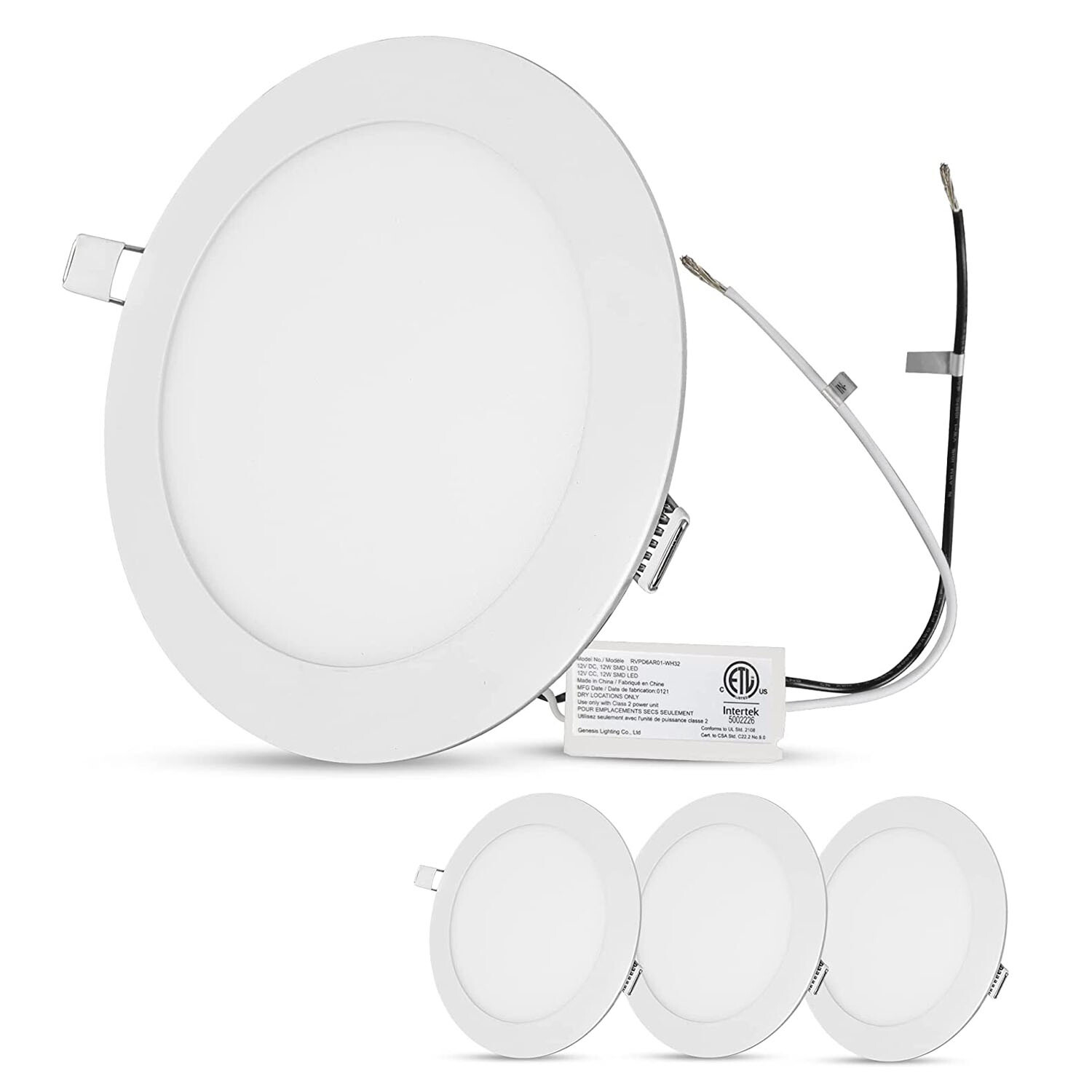 Facon 4Pack 12 volt Interior RV Marine LED Recessed Ceiling Lights Warm White