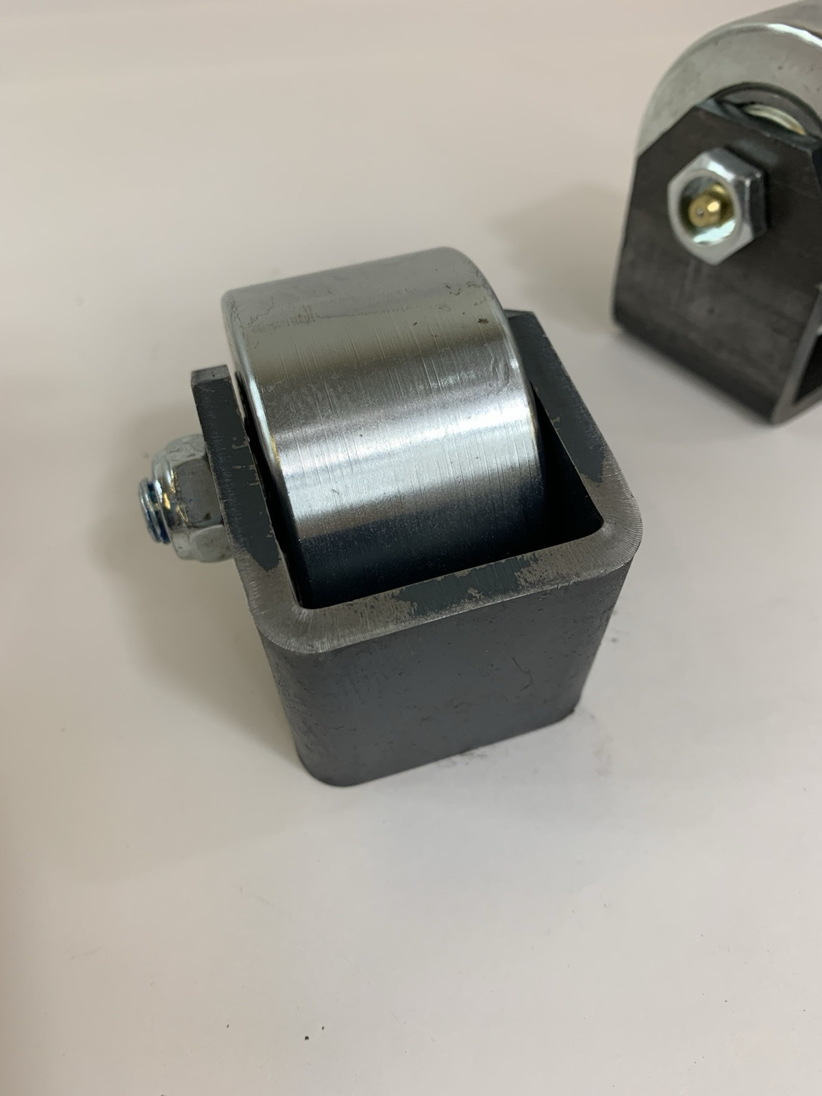 Two x 1.5 inch wide RV Skid Steel Roller Weld On Wheel For RV, trailer