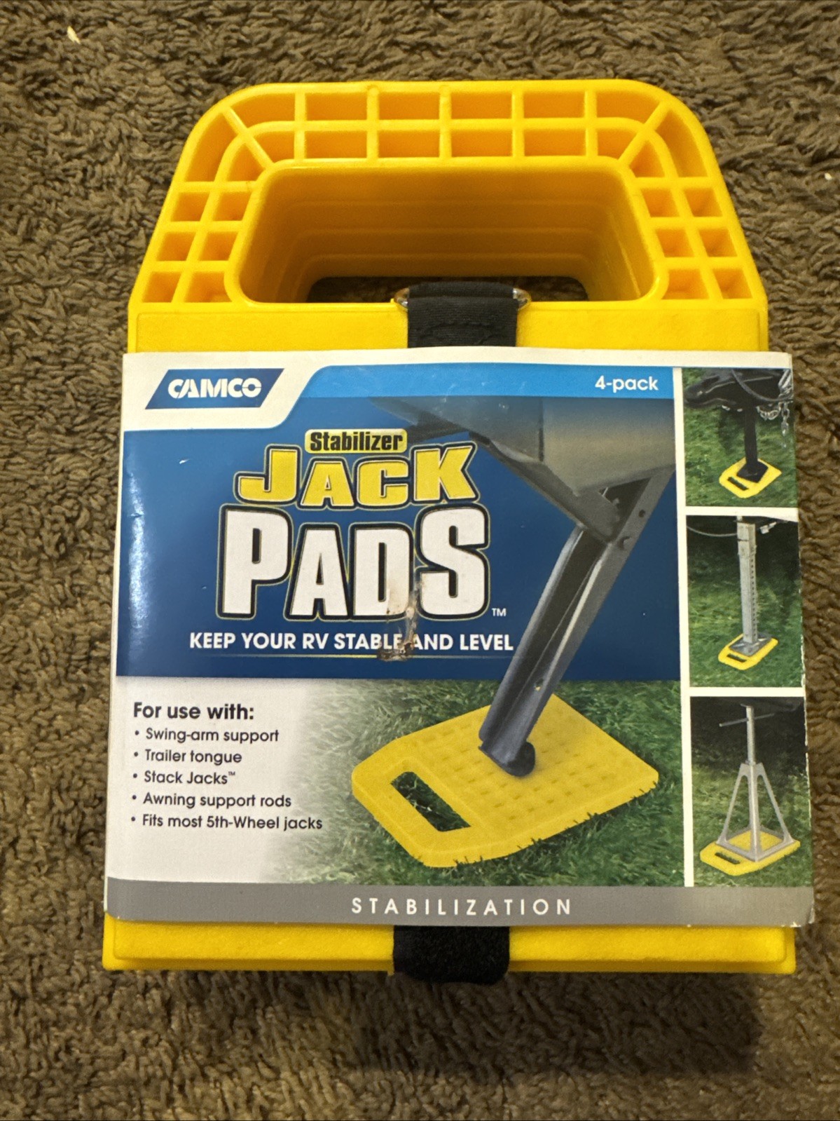 CAMCO 44595 RV Stabilizer Jack Pad Resin Yellow 4 Pack